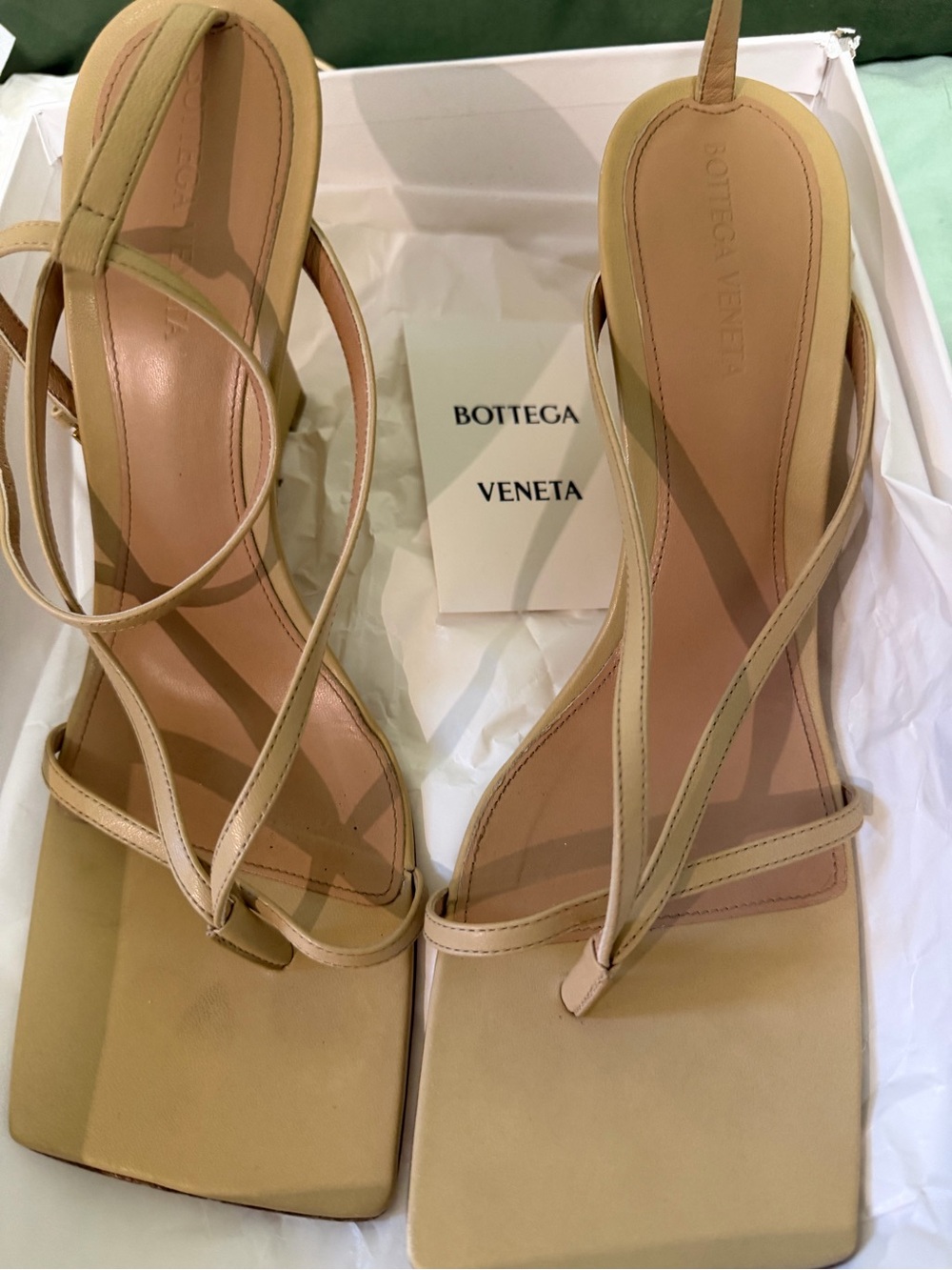 Bottega Veneta Cane Sugar Square-Toe Strappy Sandal - Picture 2 of 5